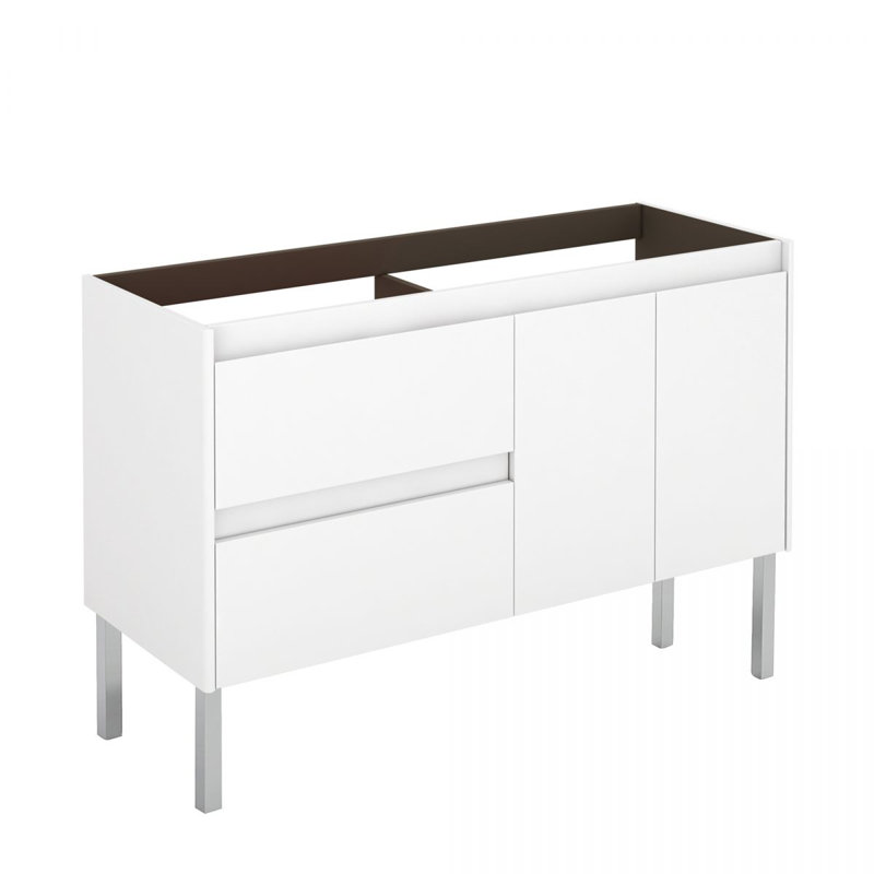 Ensemble de meuble-lavabo de salle de bain double 48 po avec miroir Ambra, Blanc brillant