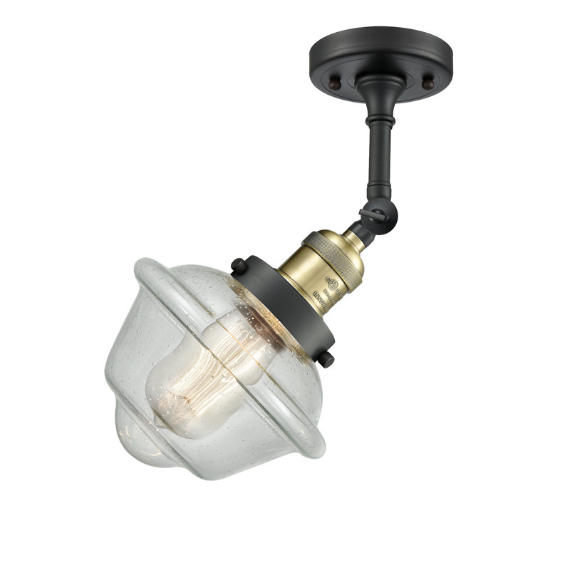 Baptiste Glass Semi Flush Mount, Black Antique Brass, Seedy, No Bulb Included