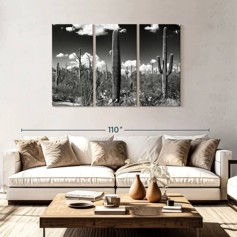 Alvord Black Arizona - Saguaro Cactus, 48" H x 74" W