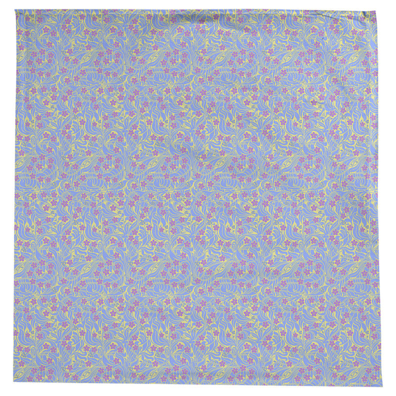Leffel Swirly Floral Tablecloth, Yellow/Blue/Purple
