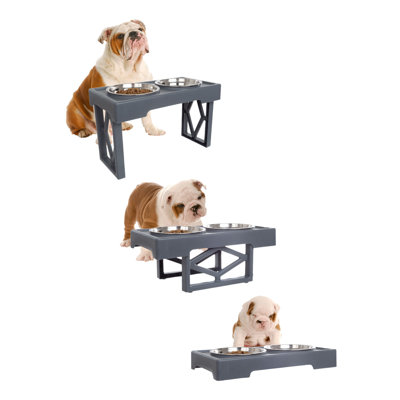 PETMAKER Adjustable Raised Dog Bowl Stand, Gray