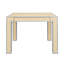 Square Two Drawer Game Table With Matte Light Blue Lacquer Edging And Inset Natural Grasscloth