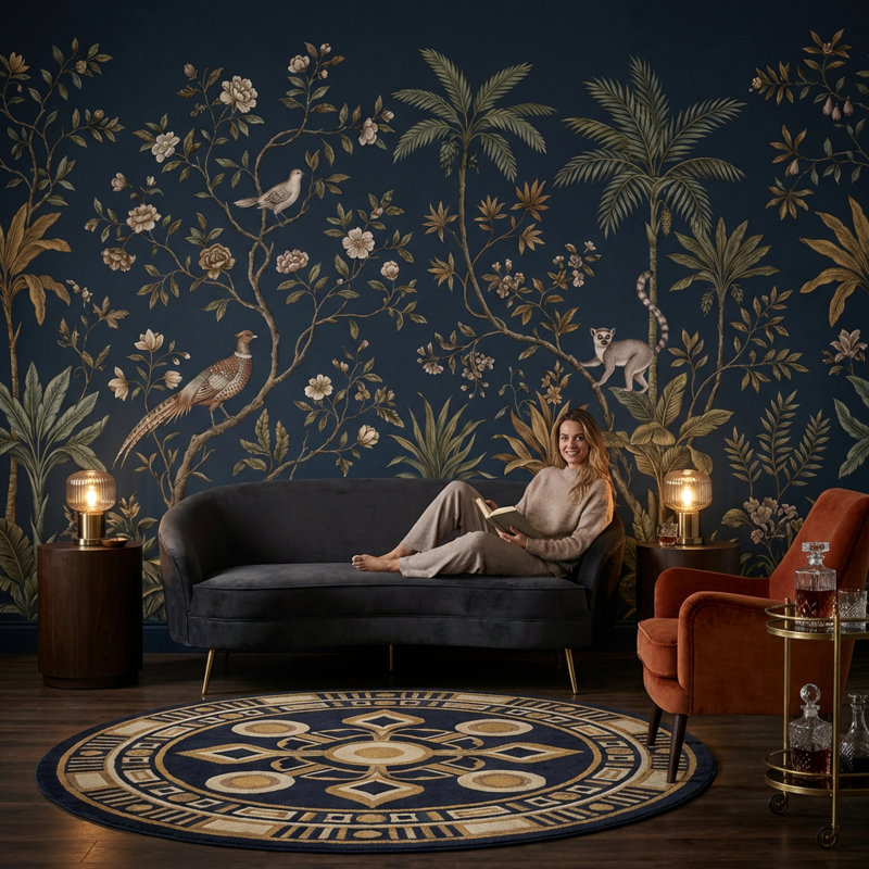 Décoration murale Chinoiserie, 100 po x 96 po, Non-Woven Nonpasted