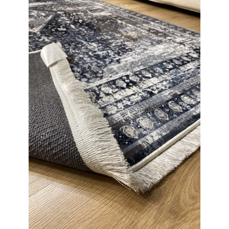 Tapis en coton Landree avec envers antidérapant, Rectangle 5 pi 11 po x 11 pi 6 po