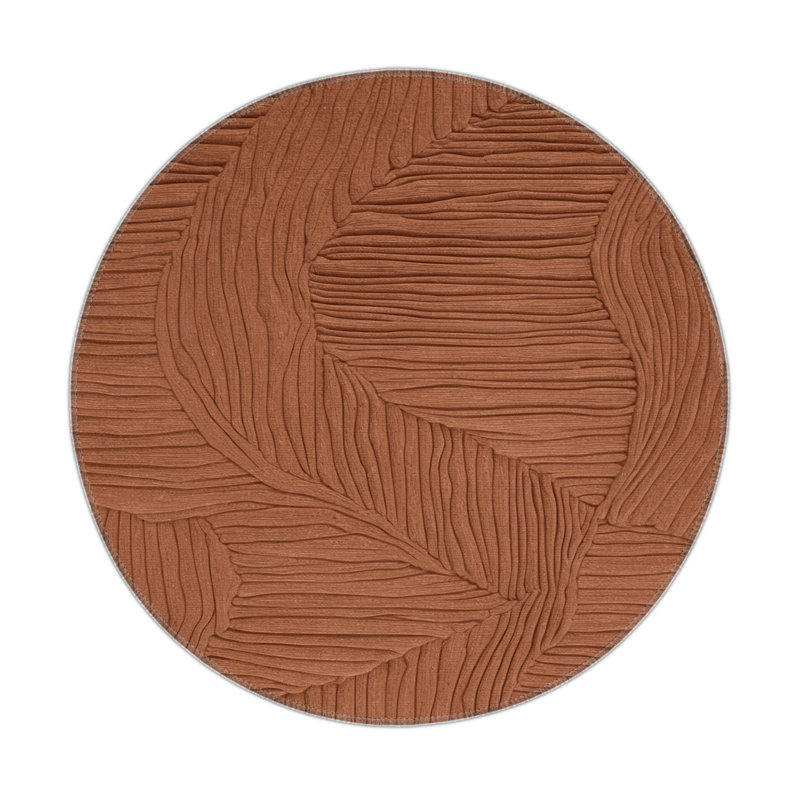 Tapis brun abstrait intérieur et extérieur, Rond 5 pi