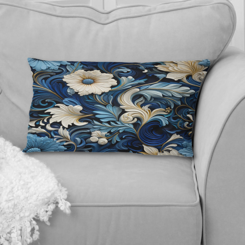 Motif victorien à volutes bleues - motif floral