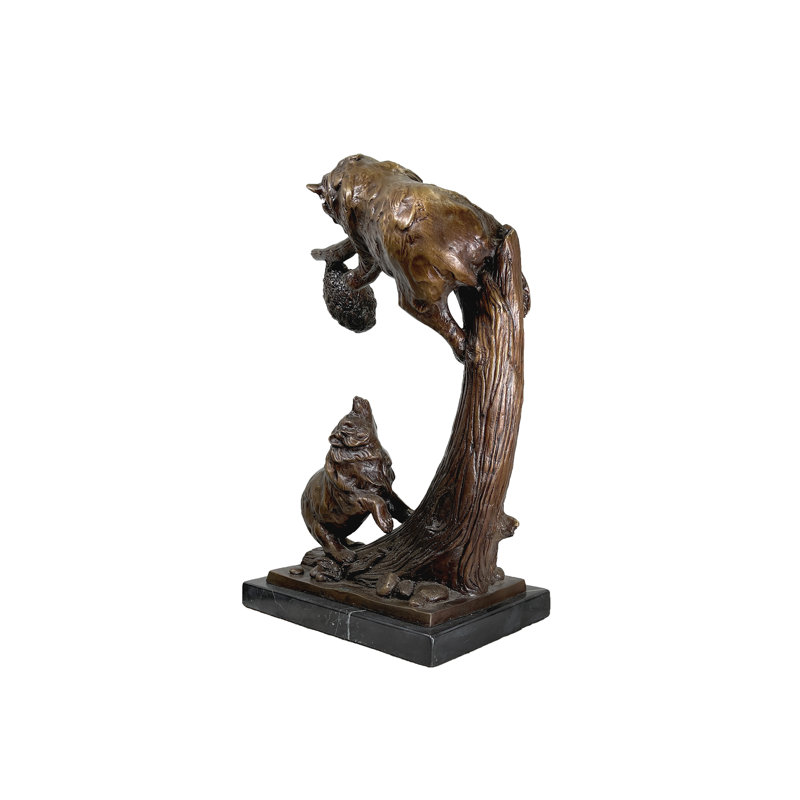 Bronze Bears on Tree Table Top Sculpture