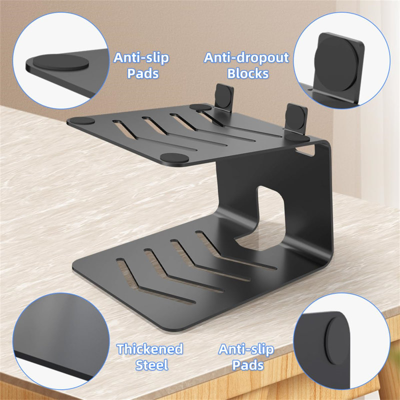 13.2cm Desktop Fixed Height Speaker Stand With Vibration Absorption Pads, Metal Speaker Stands Support Up To 15Kg Each, Desk Audio Stand For Bookshelf, 1 Pair