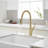 Single-Handle Pull-Down Pull-Out Sprayer 3 Spray High Arc Kitchen Faucet With Deck Plate In Brushed Gold-116830680