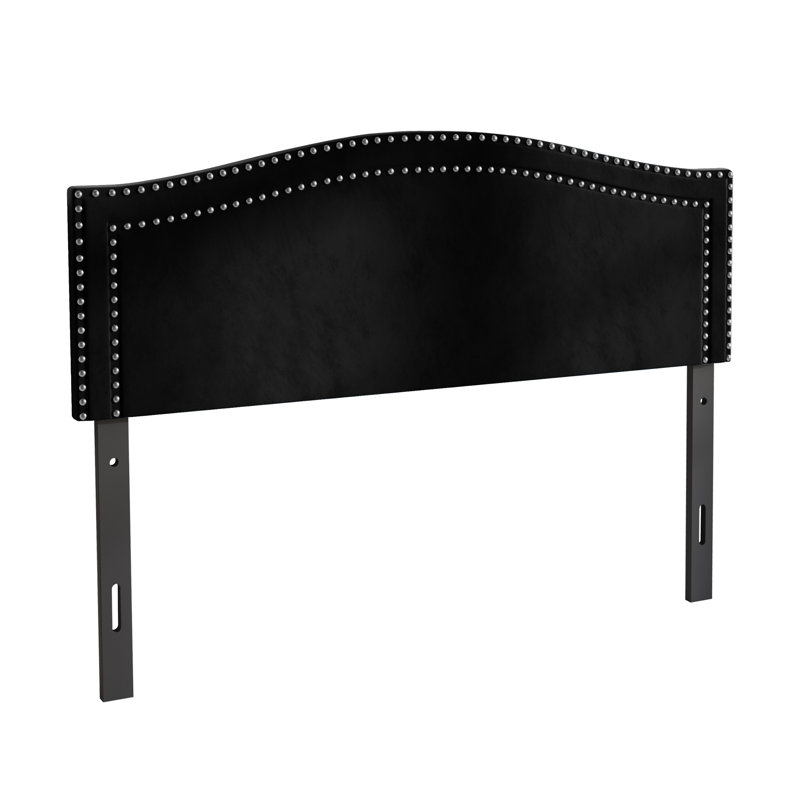 Duyne Glam Velvet Upholstered Panel Headboard, King, Black
