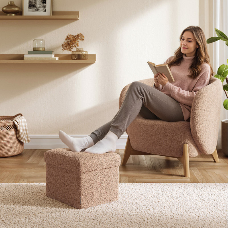 Small Folding Storage Ottoman, Foot Rest Stool, 12.2 X 16.1 X 12.2 Inches, Ottoman With Storage, For Living Room, Bedroom, Dorm