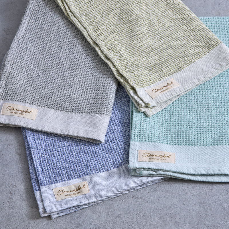  Washed Waffle Dishtowel Set/2, Fresh Pear