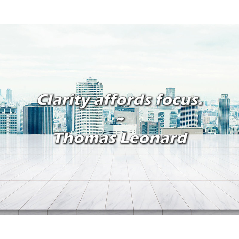 Thomas Leonard Quote: Clarity affords focus.
