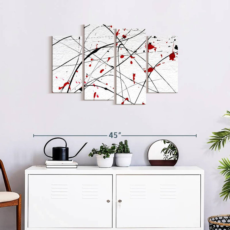 Ensemble de 4 pièces Modern Modern Splash On Canvas, H 36 po x l 22 po x P 1 po
