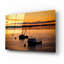Art mural en verre rouge «Red Sunset at Anchor» par Rick Berk-1004471843