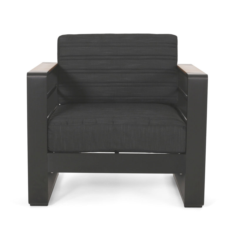 Resplendent Club Chair - Metal & Wood, Water- Cover, Slat Gleam Design Aluminum, Water-, Stable , 32.2"w X 24.71"h