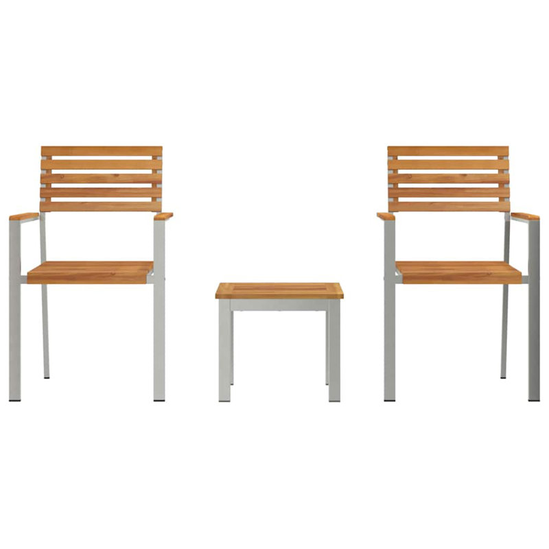 2 - Person Solid Wood Patio Dining Set Rectangular Table