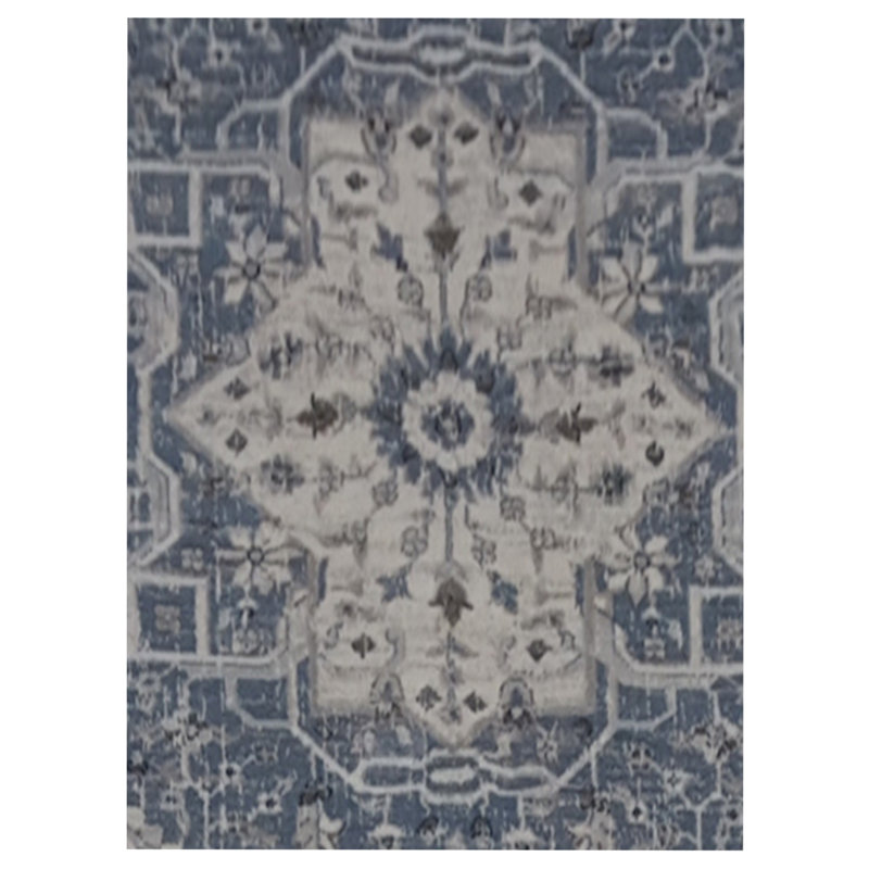 Oriental Machine-Made Cream/Blue 2'.6" x 10' Runner