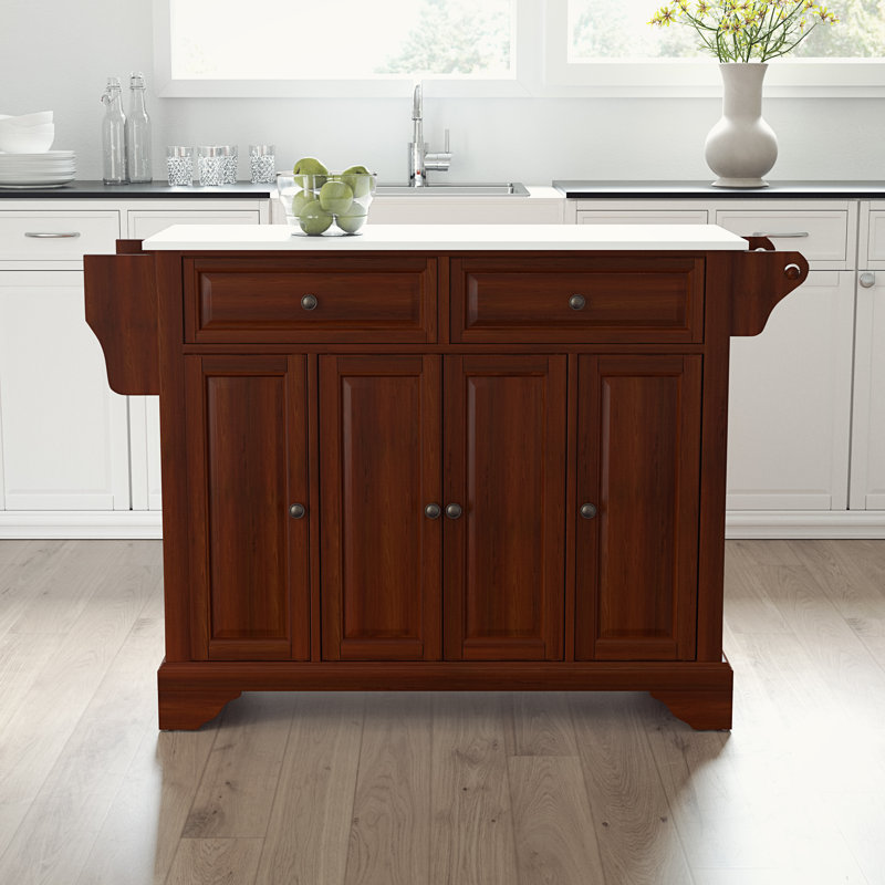 Baillargeon Granite Top Kitchen Island, Brown
