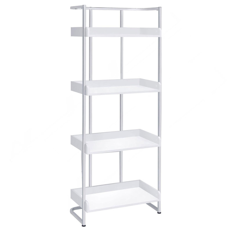 Bibliothèque à 4 tablettes blanc brillant