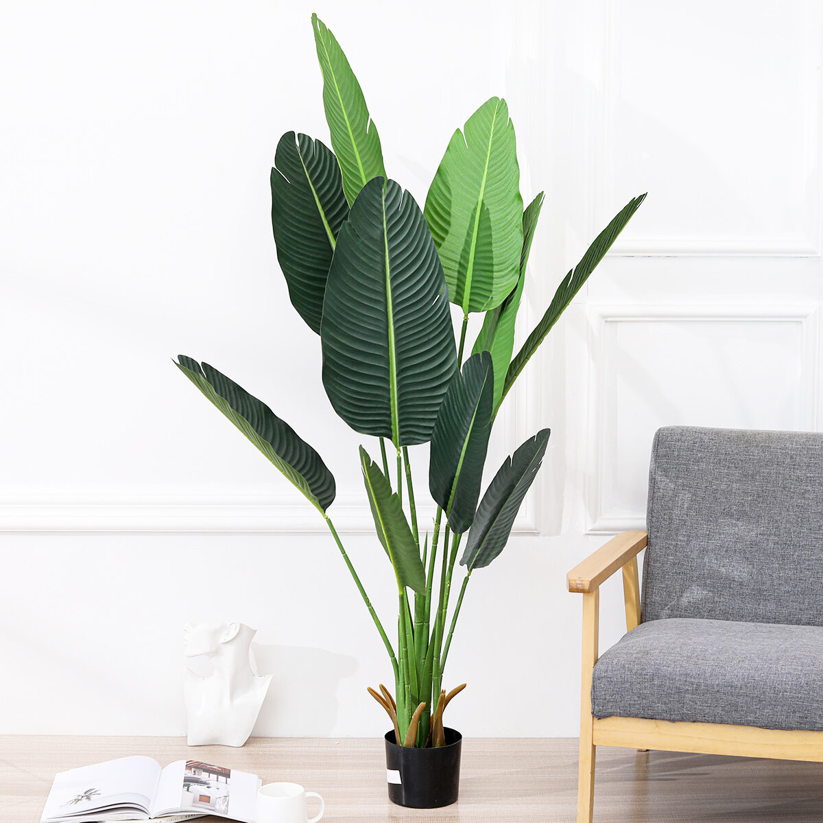 Primrue 63'' Faux Banana Leaf Tree in Pot | Wayfair