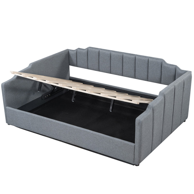 Upholstered Daybed With Spacious Underneath Storage, Full Size, Perfect For Modern And Functional Living Spaces, Gray