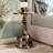 Cheryll Metal Side Table With White Marble-Pattern Top And Bell Base