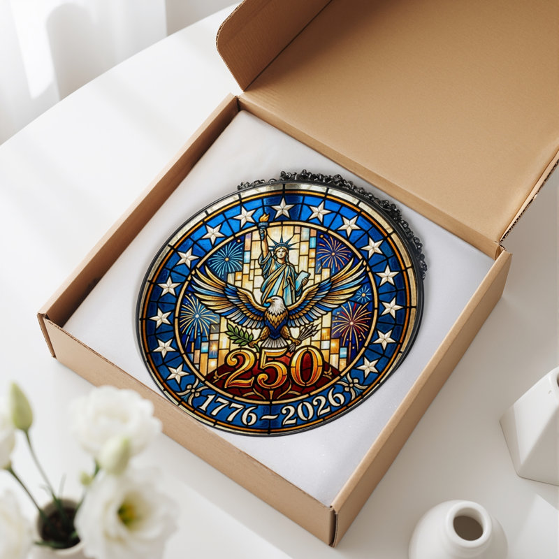 Panneau de fenêtre en verre pour décoration intérieure American Eagle USA 250th Anniversary - H 12 po, H 12 po