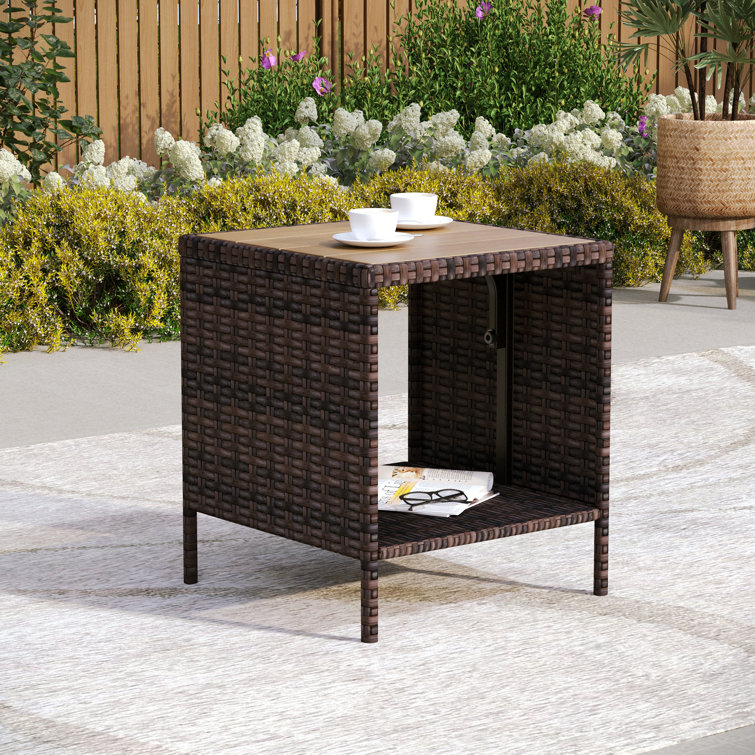 Outdoor Wicker Patio Side Table