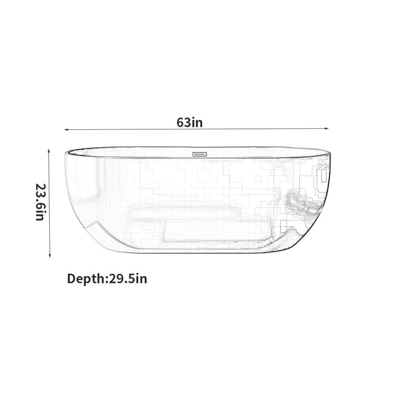 63'' W 23.6'' H Tub & Shower Kit, Red/White