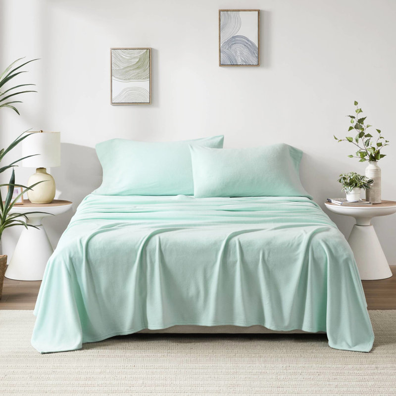 Ensemble de 3 draps simples TG - 100% molleton, doux et confortable commune, boulochage, lavable à la machine, avec drap plat, housse de drap-housse de domaine, plat et draps, 1