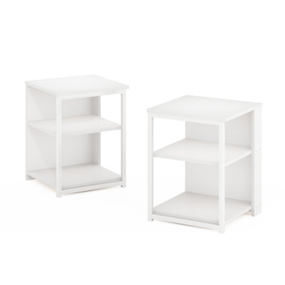 Camnus Modern Living End Table, Set of 2, Solid White/White