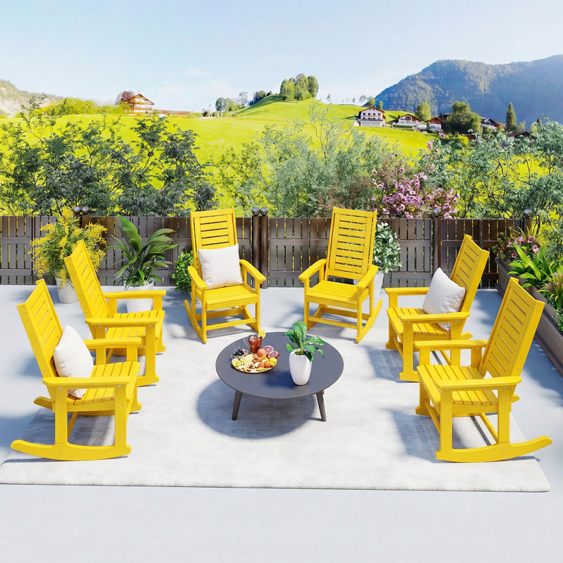 Chaise berçante d'extérieur Hdpe (ensemble de 6), Jaune