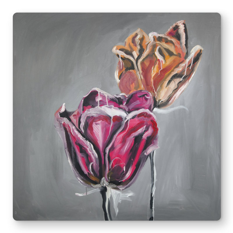 Abstract Tulips - Kitchen Botanical Metal Print for Home Decor
