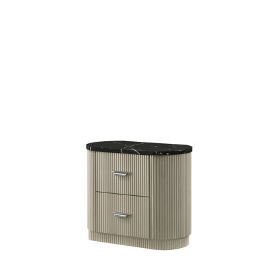 Gray Linen & Beige Nightstand