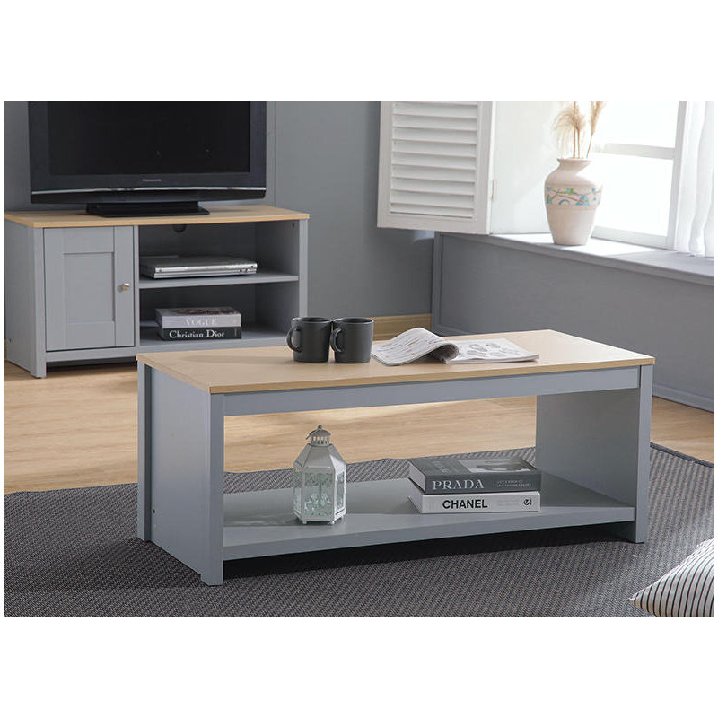 Lubeck Sled Coffee Table with Storage, Grey