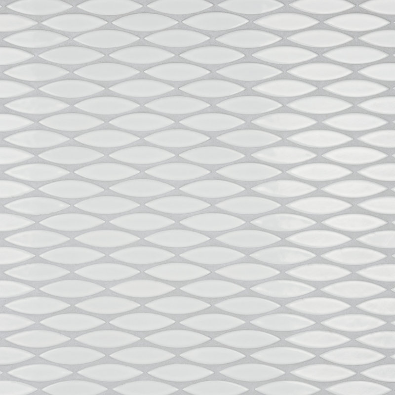 Pescado 12 " x 12-1/2 " Porcelain Mosaic Floor & Wall Tile, Glossy Blanco