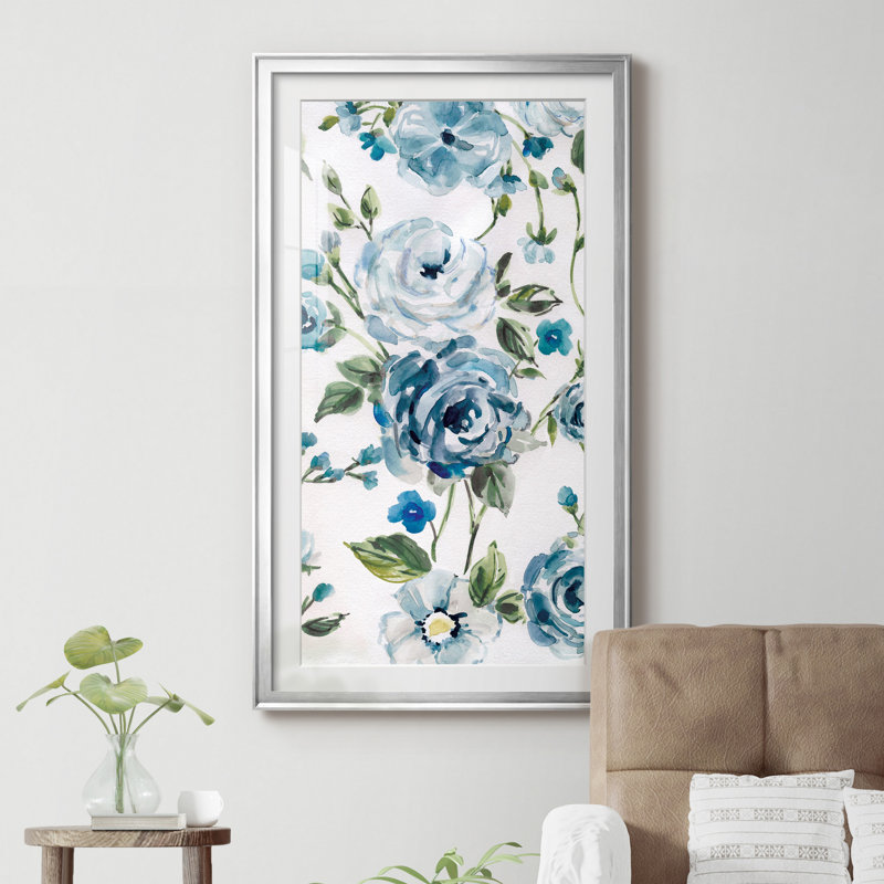 Moonlight Rose Garden I - Cadre photo, reproduction d'art sur papier, H 10,5 po x l 18,5 po x P 1,5 po, Encadrement argenté