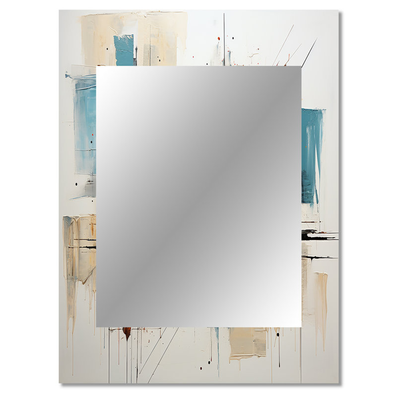 Teal Orange Bold Flow Collage - Dams Mirror, Teal Decorative Wall Mirror, Printed Metal Art, 40" x 30"