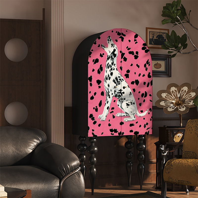 Armoire de rangement American Retro, Rose / noir