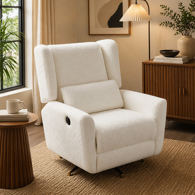 Fauteuil inclinable électrique pivotant, inclinable pivotant à 360 ° Boucle avec base dorée 5 étoiles - beige, Beige