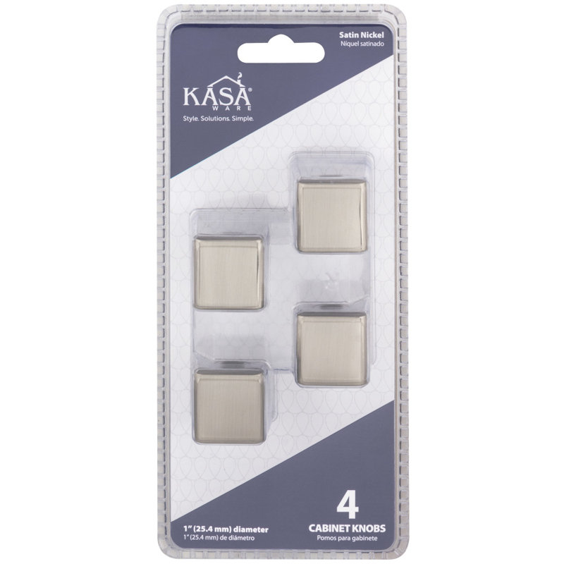 1" Length Square Knob, Satin Nickel