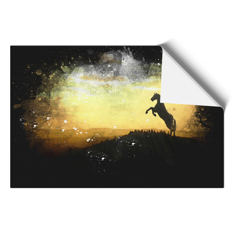 Horse at Sunset - Unframed Painting, 30cm H x 42cm W x 0.1cm D