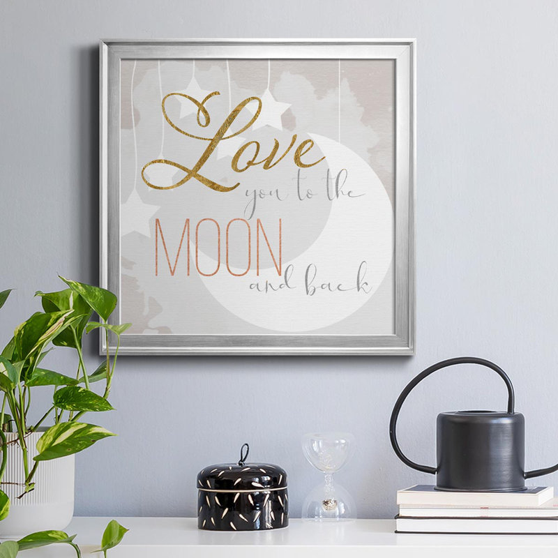 To To Moon - Toile encadrée de qualité supérieure - prête à être accrochée, H 34,5 po x l 34,5 po x P 1,5 po, Argent