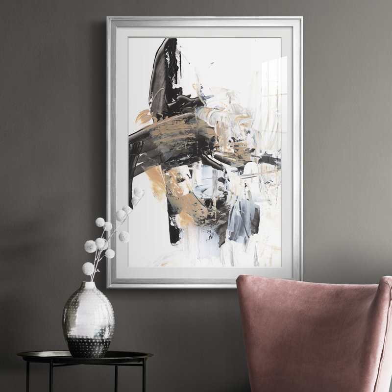 Ruckus I, reproduction encadrée de qualité supérieure - prête à être accrochée, H 42,5 po x l 30,5 po x P 1 po, Argent