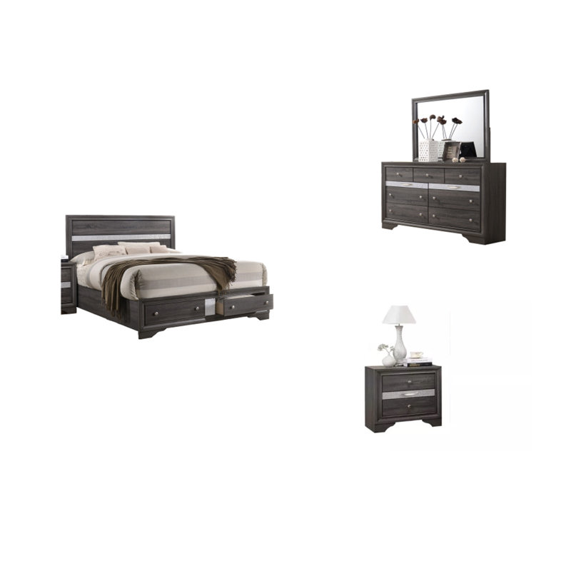 Ensemble de chambre à coucher gris pour chambre à coucher