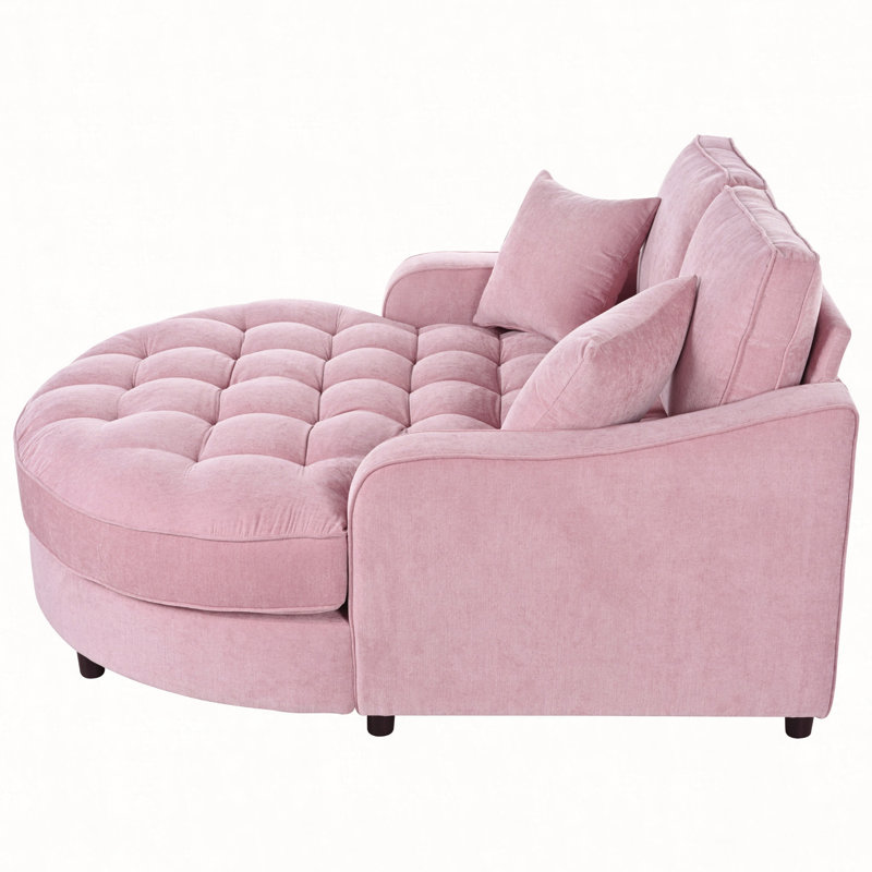 Canapé-lit de 55 po avec méridienne moderne, Chenille rose