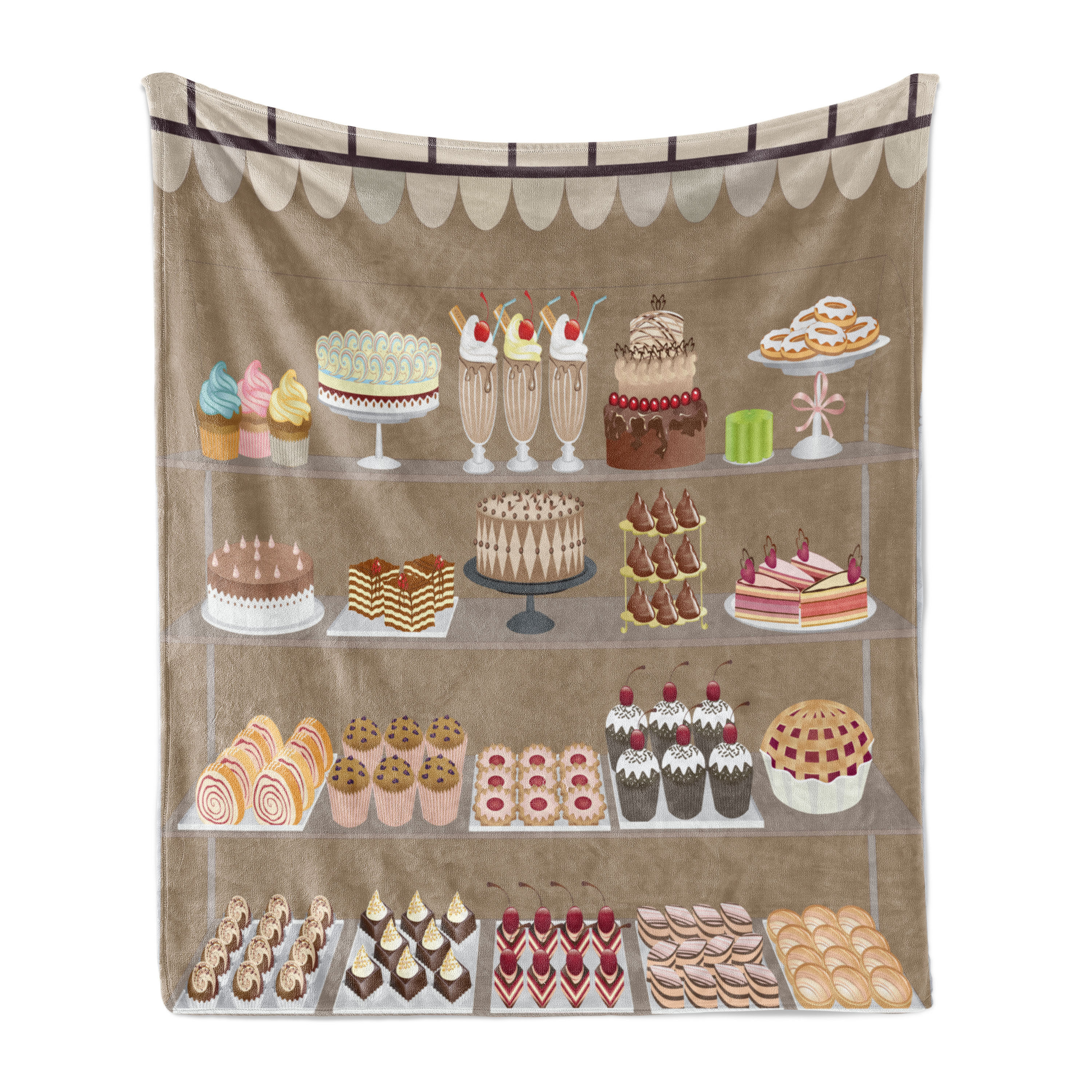 Ambesonne Dessert Fleece Throw Blanket Bakery Window Display | Wayfair