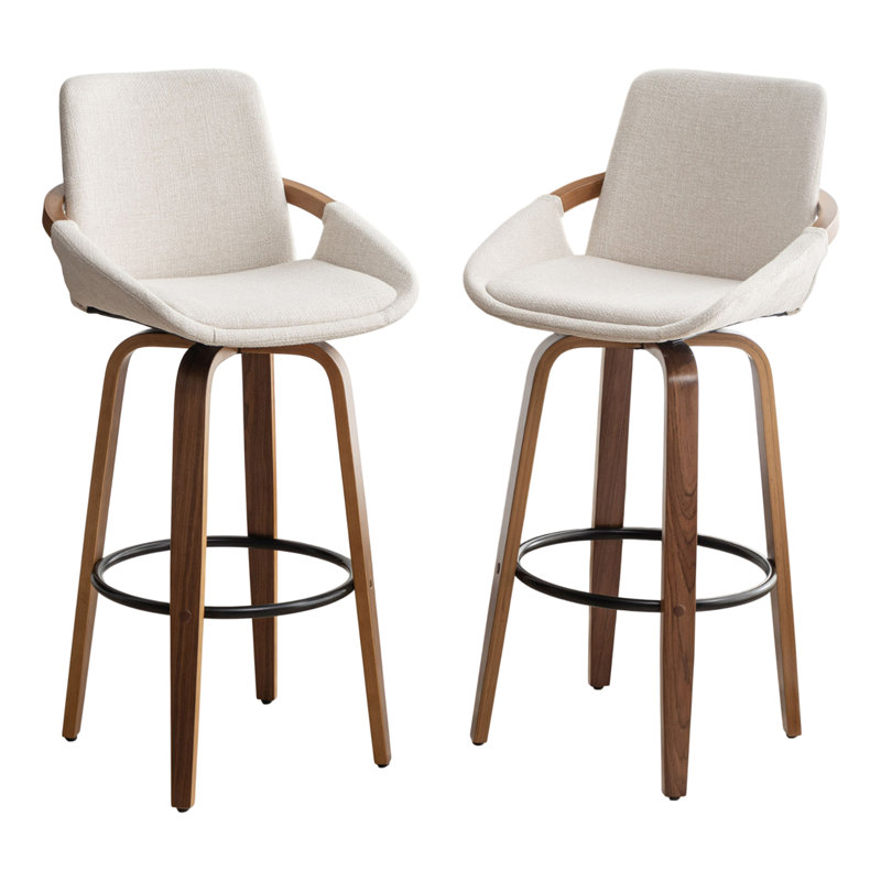 Swivel Upholstered Counter Stool, Beige, Bar Stool (76.2cm Seat Height)