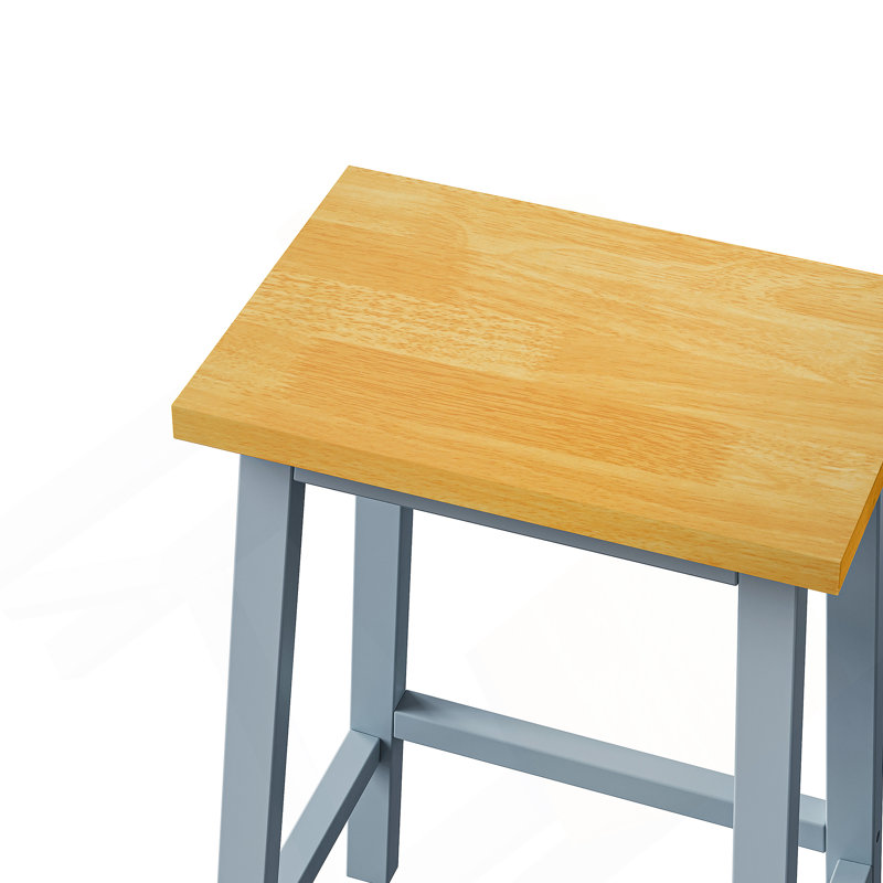 Solid Wood Bar Stools (Not Cheap Iron), 25.6" Tall Set of 2 Bar Chairs, Kitchen Counter Stools with Footrests, Farmhouse Stools for Dining Room, Kitchen, Counter, 